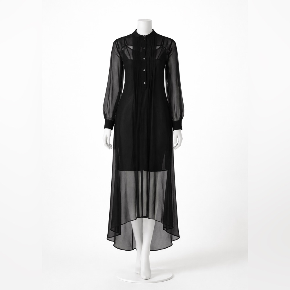 Black Sheer Long Sleeve Maxi Dress